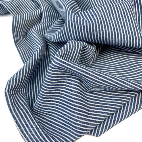 RESTSTÜCK 0,60m !!! - Baumwolle - Jeans - Streifen - mittelblau