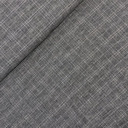 Baumwoll Leinen - Check Glitzer - black silver