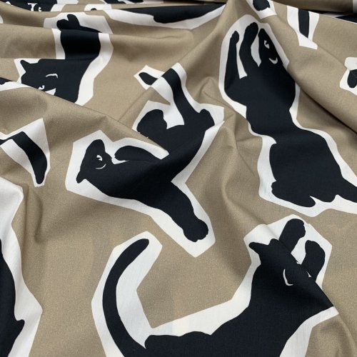 Baumwoll Popeline - Jaguar - beige/black