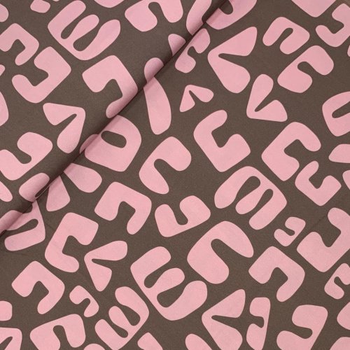 Baumwoll Popeline - Love - braun/rosé