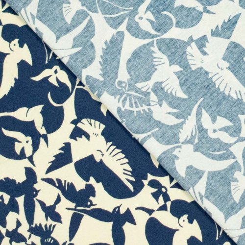 Baumwoll Popeline - Palomas - navy