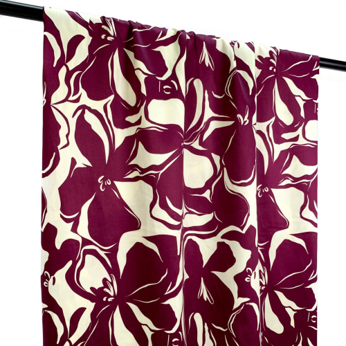 Preview: RESTSTÜCK 0,70m !!! - Baumwoll Satin - Noori Flowers - bordeaux