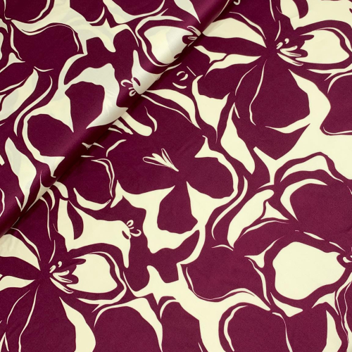 Preview: RESTSTÜCK 0,70m !!! - Baumwoll Satin - Noori Flowers - bordeaux