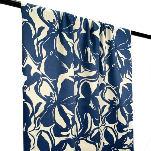 Preview: RESTSTÜCK 1,40m !!! - Baumwoll Satin - Noori Flowers - jeans