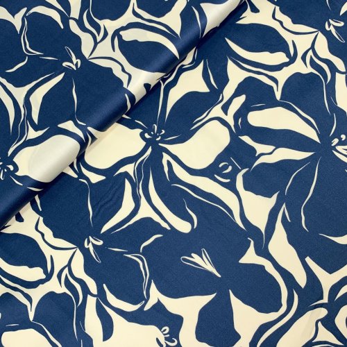 Preview: RESTSTÜCK 1,40m !!! - Baumwoll Satin - Noori Flowers - jeans
