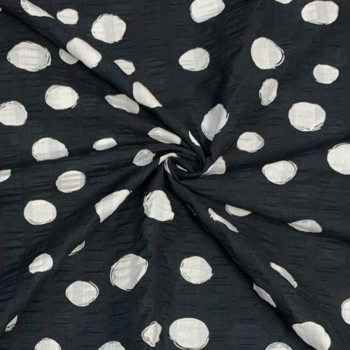 Preview: RESTSTÜCK 1,0m !!! - Baumwoll Seersucker - Dots - black