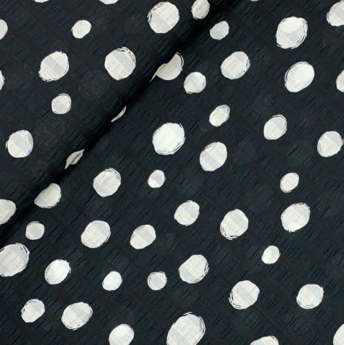 Preview: RESTSTÜCK 1,0m !!! - Baumwoll Seersucker - Dots - black