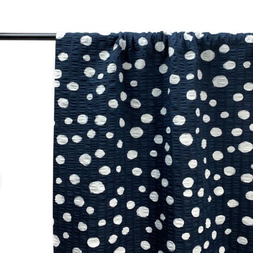 RESTSTÜCK 1,30m !!! - Baumwoll Seersucker - Dots - navy