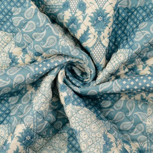 Baumwoll Stepper - Raute Paisley - türkisblau