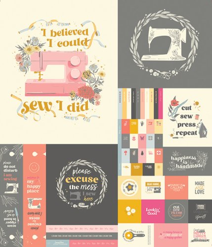 Baumwolle - Panel -  Happiness is Handmade - Sew Obsessed - Art Gallery Fabrics