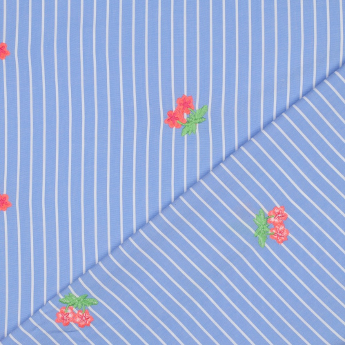 Preview: RESTSTÜCK 0,40m !!! - Bauwolle - Embroidery Maris Streifen - hellblau
