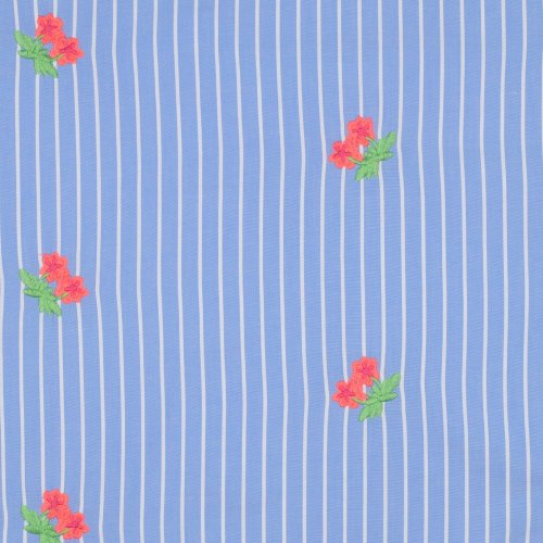 Bauwolle - Embroidery Maris Streifen - hellblau