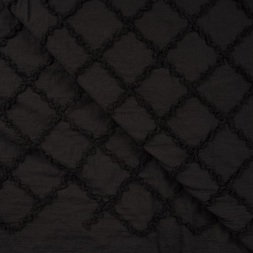 Baumwolle - Raute Fransen - black