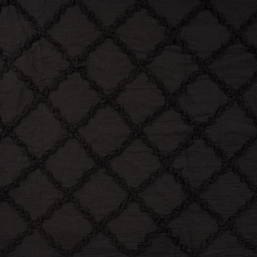 Baumwolle - Raute Fransen - black