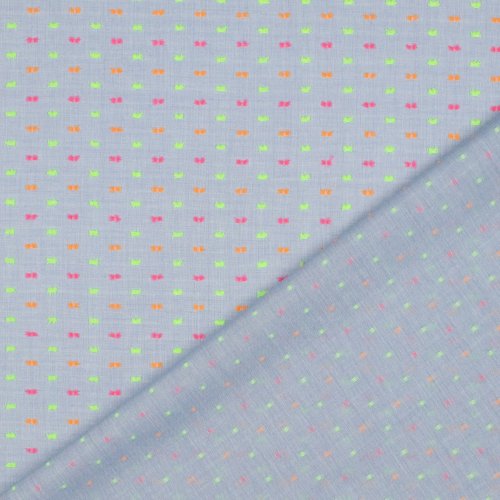 Baumwolle - Dobby - hellblau/neon