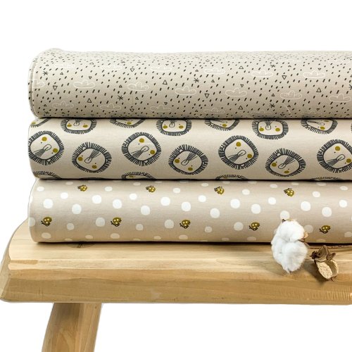 Preview: RESTSTÜCK 1,40m !!! - Bio Jersey - Lions - beige