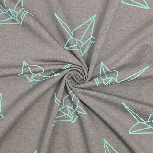Bio Jersey - Origami FlockPrint - taupe - Mono - Hamburger Liebe