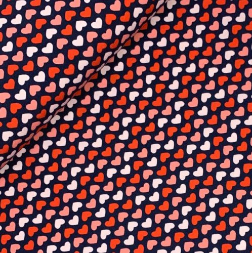 Bio Jersey - Small Hearts - navy
