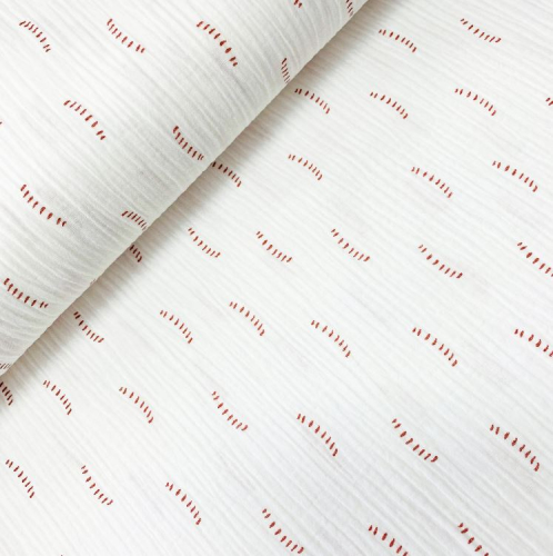 Preview: RESTSTÜCK 1,50m !!! - Bio Musselin - Strokes - white