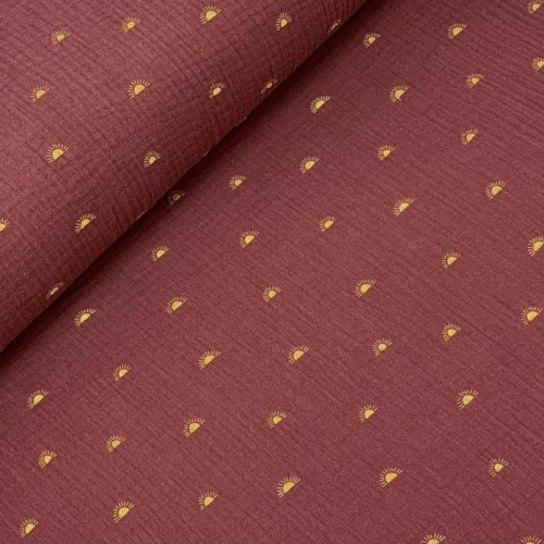 Preview: RESTSTÜCK 0,60m !!! - Bio Musselin - Sunrise - rouge