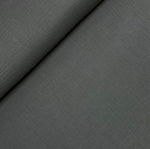 RESTSTÜCK 1,40m !!! - Bio Musselin - uni - dark grey - F002