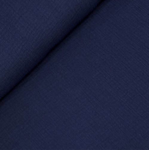 RESTSTÜCK 1,40m !!! - Bio Musselin - uni - navy - F005
