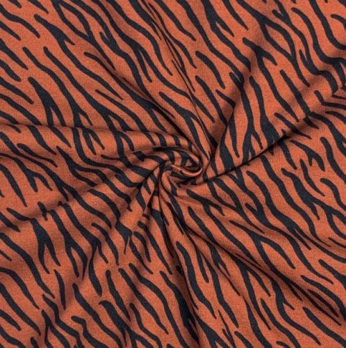 RESTSTÜCK 80cm !!! - Bio Soft Sweat - brushed - Zebra Luis - terracotta