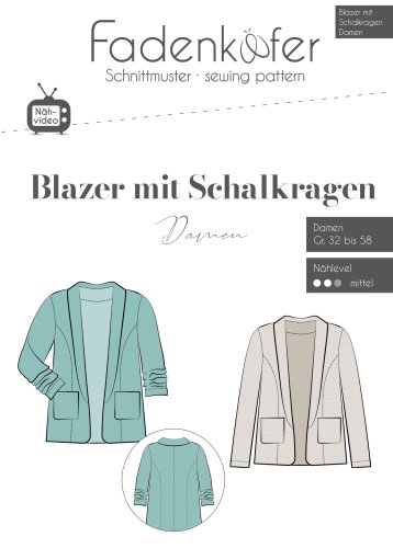 Papierschnittmuster - Blazer mit Schalkragen - Damen - Fadenkäfer