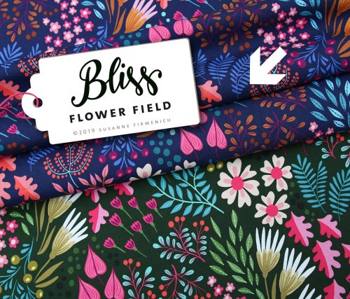 Bio Jersey - Flower Field - Col. 01- blau - Bliss - Hamburger Liebe - Albstoffe