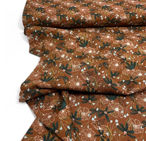 Baumwolle - Blooms - umber - Wallflower - Cotton and Steel