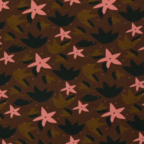 Jersey - free fallin´ Blumen & Blätter - braun - free fallin` by brinarina - Swafing