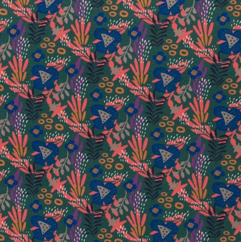 Preview: RESTSTÜCK 1,20m!!! - Viskosejersey - Boho Bravo - Blumen smaragd - Swafing by Jolijou
