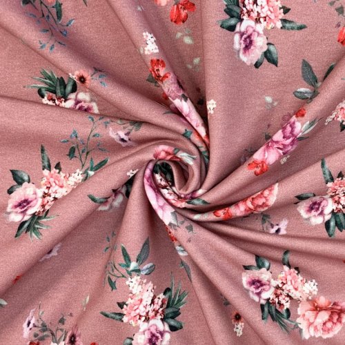 RESTSTÜCK 0,80m !!! - Bio Summersweat - Bouquet of Flowers - old rose