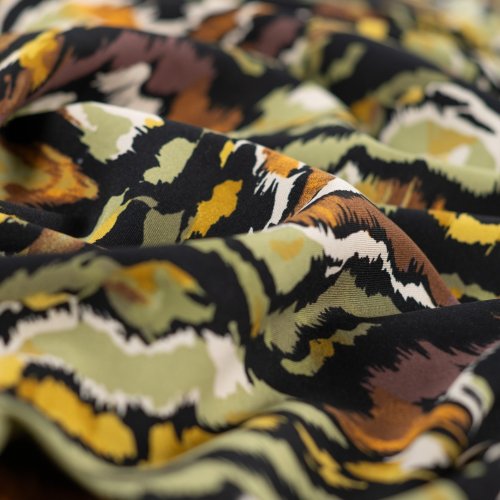 Viskosestretch - Brush stripes - khaki/black