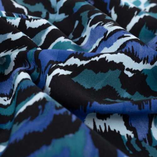 Viskosestretch - Brush stripes - petrol/black