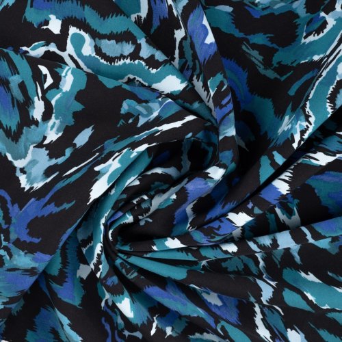 Viskosestretch - Brush stripes - petrol/black