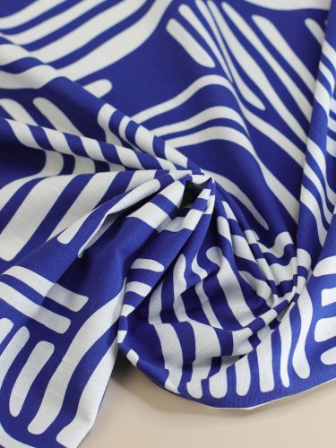Preview: RESTSTÜCK 0,70m !!! - Baumwoll Leinen - Over the Rainbow - cobalt blue - Mind the Maker