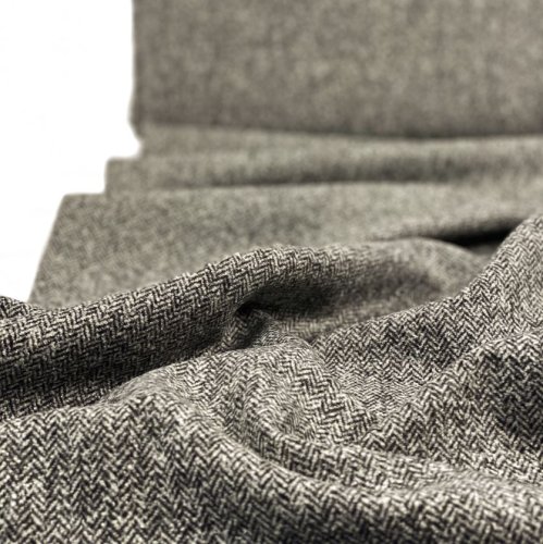 RESTSTÜCK 65cm !!! - Tweed - Camilla - Fischgrät - grau