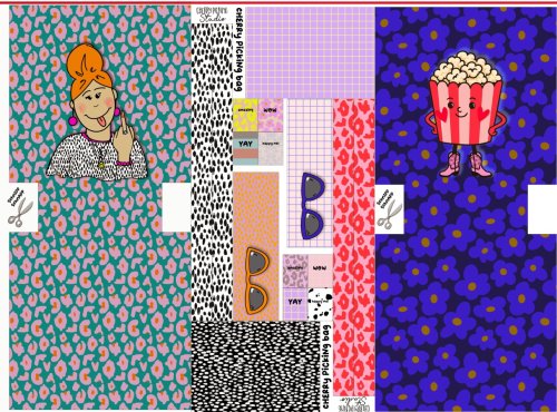 Canvas - Bag Panel - Popcorn Blumen Leo - smaragt/blau - by Cherry Picking - Swafing