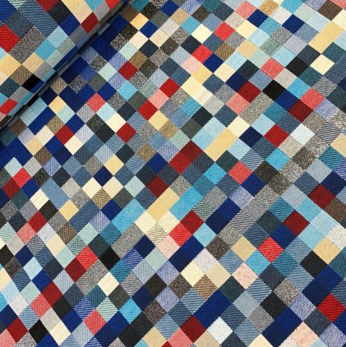 Canvas - Lounge Pixel - blau silber Glitzer