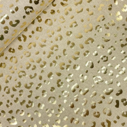 RESTSTÜCK 0,40m !!! - Canvas - Leopard Shine - sand mit gold Glitzer