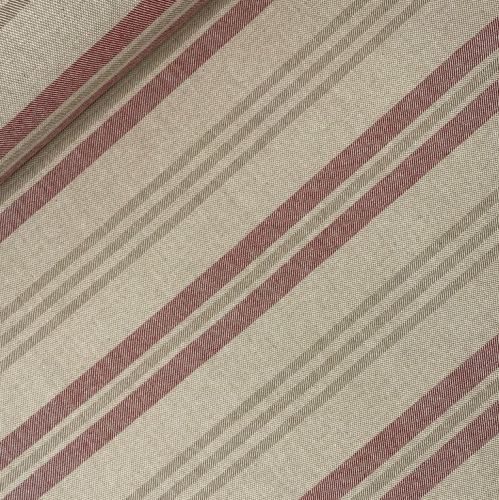 RESTSTÜCK 1,00m !!! - Canvas Leinenlook - Riviera Stripe - cherry