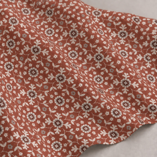 Baumwoll Voile - Ornamente - rost/ecru
