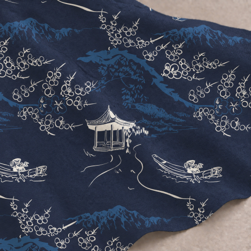 Baumwoll Voile - Saga - dark navy/blue