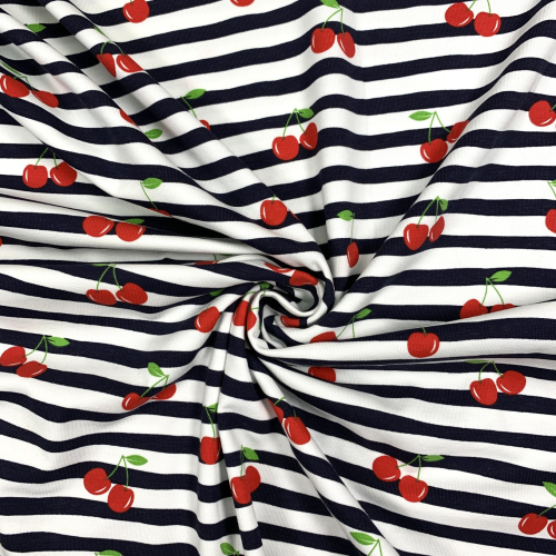 Preview: Jersey - Cherry Stripe - blue navy