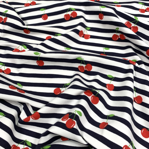 Preview: Jersey - Cherry Stripe - blue navy