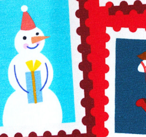 Preview: RESTSTÜCK 0,30m !!! - Bio Sweat - Stamps Col. 4 red - Christmas - Hamburger Liebe - Albstoffe