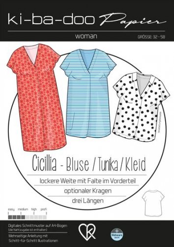 Papierschnittmuster - Cicillia - Bluse/Tunika/Kleid - Damen - Kibadoo