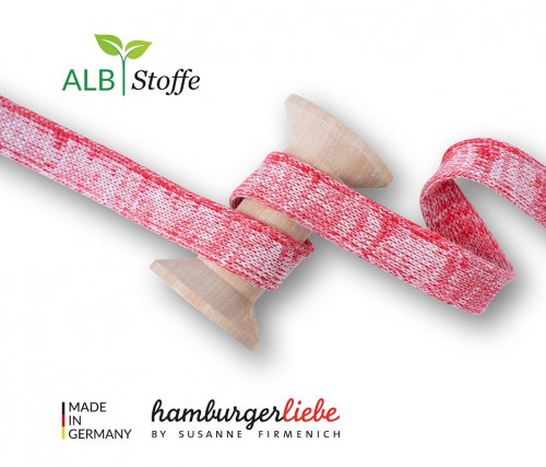 Bio Flachkordel - 1,2 cm - flamme/meringa - A63/A17 - Albstoffe - Hamburger Liebe