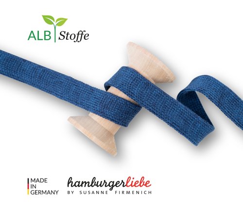 Bio Flachkordel - 2,0 cm - A10/A21 - blue navy/atlantic - Albstoffe - Hamburger Liebe
